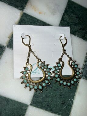Premier Designs Bronze Teardrop Earrings with Turquoise Accents